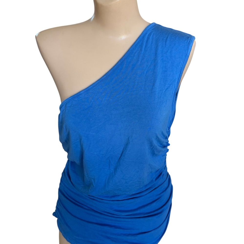 BCBGMaxAzria Blue One-Shoulder Top